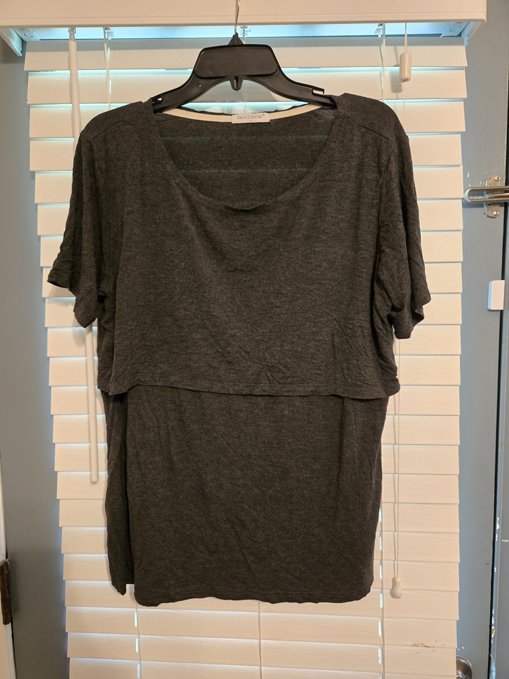 Charcoal Gray Layered Short Maternity Top Sleeve Top